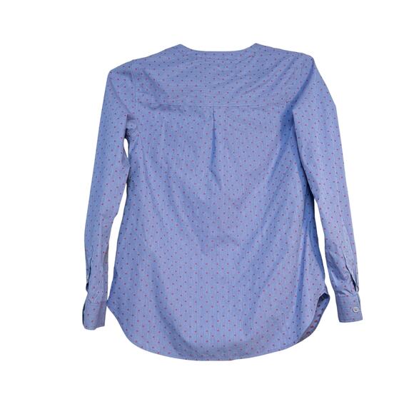 Talbots Women's Dress Shirt Non Iron Baby blue with red polka dot XS - Picture 2 of 9